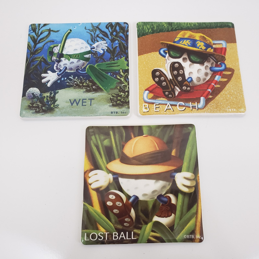 BTB, Inc Be The Ball Golf Theme Mini Hot Plates/Coasters Set Of 3